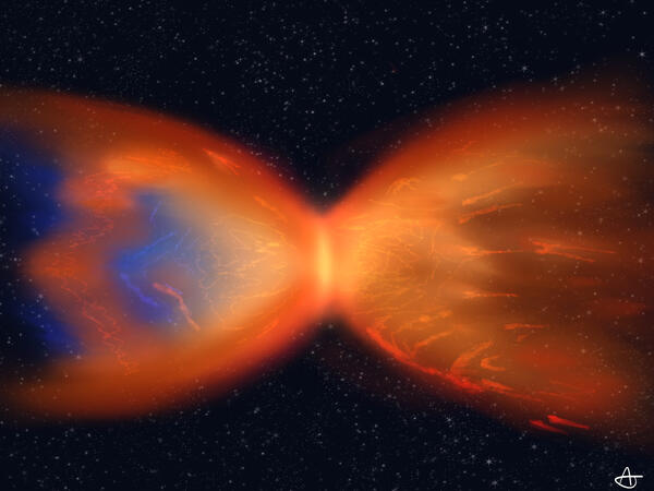 An artistic rendering of protostellar formation inspired by the JWST.